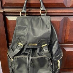 Steve Madden Black Backpack with Gold Accents